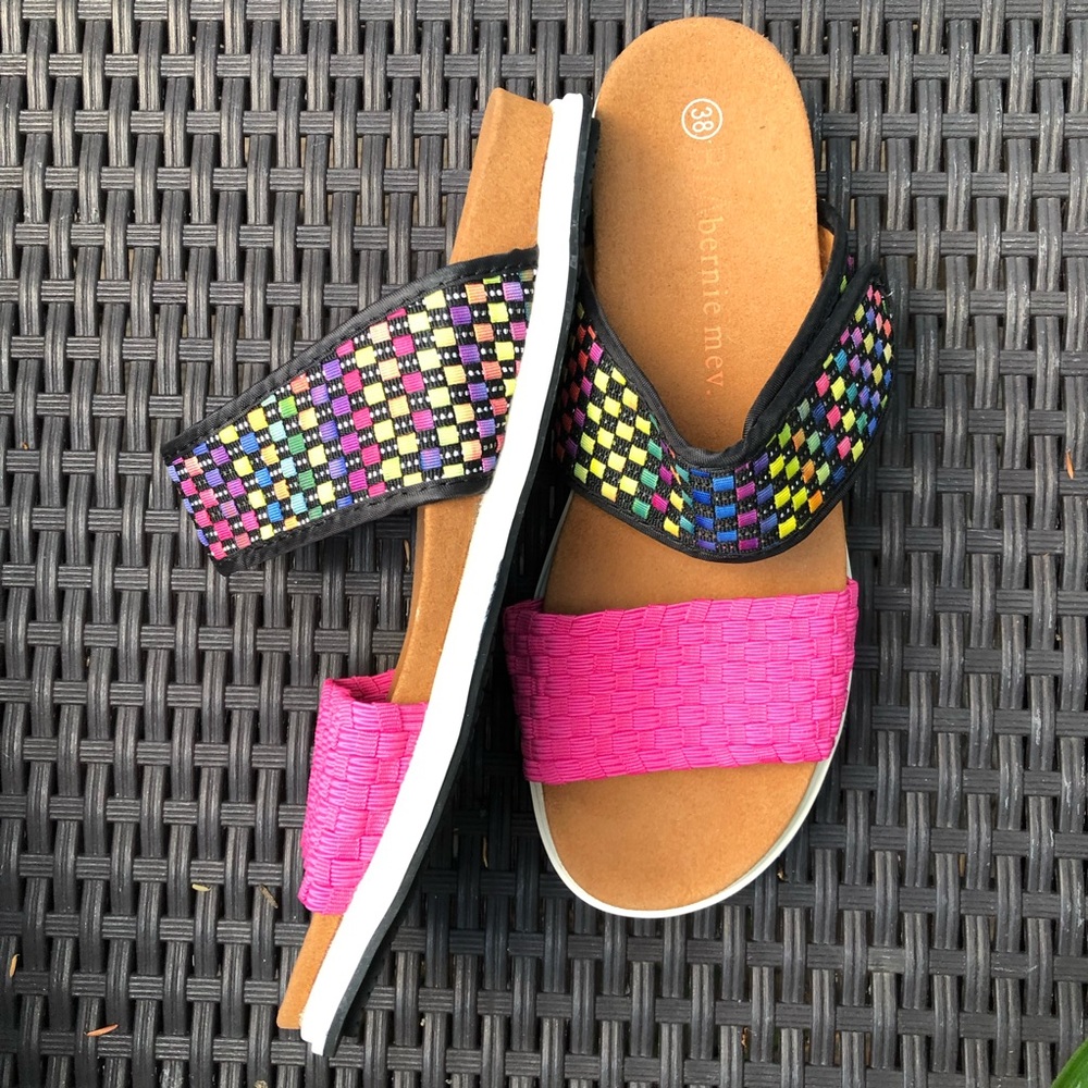 🌸 Bernie Mev Colorful 2 Strap Woven Slide 🌸